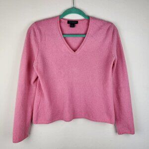 Ann Taylor Pink 100% Cashmere V-Neck Sweater sz M Flawed